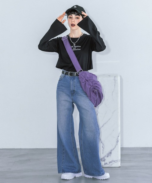 PAGEBOY(ページボーイ)の「ナイロンドロストショルダー(ショルダーバッグ・レディース・オフホワイト/ブラック/ライム/パープル・FREE)」の7枚目の写真