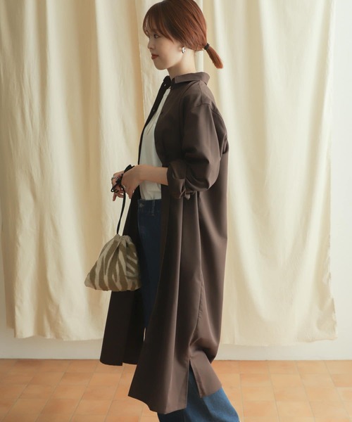 URBAN RESEARCH DOORS（アーバンリサーチドアーズ）の「ピーチスキンシャツワンピース（シャツワンピース・レディース・モカ/チャコールグレー・MEDIUM）」の19枚目の写真