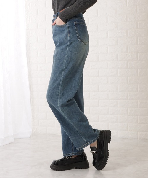 Lace Ladies(レースレディース)の「ハイウエストストレートセミワイドデニムパンツ(デニムパンツ・レディース・ブルー・J/E/I/K/F/P/O/Q/G)」の2枚目の写真