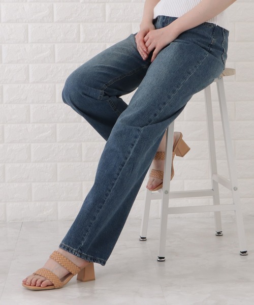 Lace Ladies(レースレディース)の「ハイウエストストレートセミワイドデニムパンツ(デニムパンツ・レディース・ブルー・J/E/I/K/F/P/O/Q/G)」の14枚目の写真