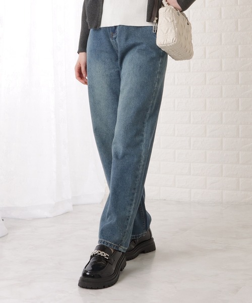 Lace Ladies(レースレディース)の「ハイウエストストレートセミワイドデニムパンツ(デニムパンツ・レディース・ブルー・J/E/I/K/F/P/O/Q/G)」の5枚目の写真
