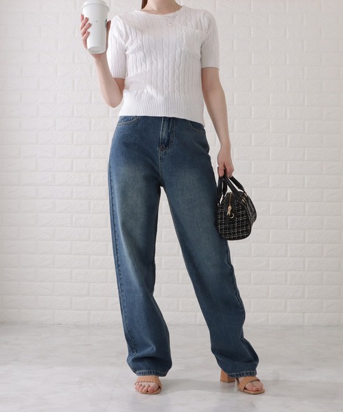 Lace Ladies(レースレディース)の「ハイウエストストレートセミワイドデニムパンツ(デニムパンツ・レディース・ブルー・J/E/I/K/F/P/O/Q/G)」の15枚目の写真