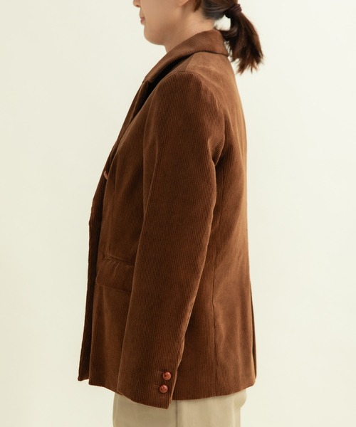 CHILD WOMAN（チャイルドウーマン）の「8Wコーデュロイ ディアモイスト ダブル釦ジャケット（テーラードジャケット・レディース・ネイビー/ブラウン・FREE）」の18枚目の写真
