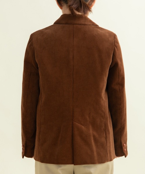 CHILD WOMAN（チャイルドウーマン）の「8Wコーデュロイ ディアモイスト ダブル釦ジャケット（テーラードジャケット・レディース・ネイビー/ブラウン・FREE）」の19枚目の写真