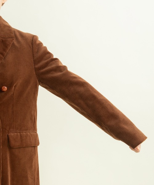 CHILD WOMAN（チャイルドウーマン）の「8Wコーデュロイ ディアモイスト ダブル釦ジャケット（テーラードジャケット・レディース・ネイビー/ブラウン・FREE）」の22枚目の写真