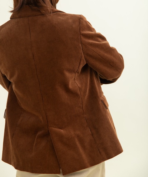 CHILD WOMAN（チャイルドウーマン）の「8Wコーデュロイ ディアモイスト ダブル釦ジャケット（テーラードジャケット・レディース・ネイビー/ブラウン・FREE）」の13枚目の写真