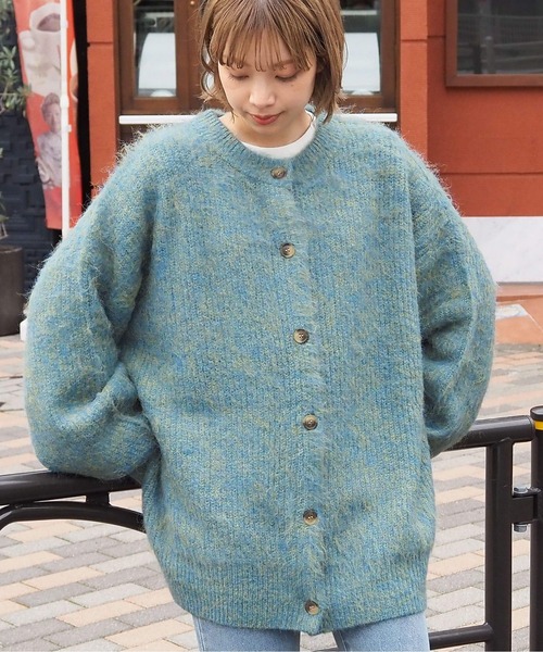 tiptop（ティップトップ）の「【選べる2タイプ】ミックスシャギー前後2wayBIGカーディガン（カーディガン/ボレロ・レディース・グリーン系その他/グリーン/ブルー/ピンク/ブルー系その他/グレー・FREE）」の4枚目の写真