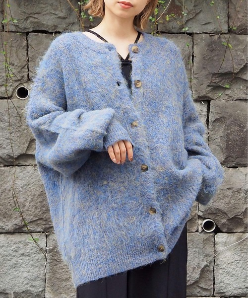 tiptop（ティップトップ）の「【選べる2タイプ】ミックスシャギー前後2wayBIGカーディガン（カーディガン/ボレロ・レディース・グリーン系その他/グリーン/ブルー/ピンク/ブルー系その他/グレー・FREE）」の5枚目の写真