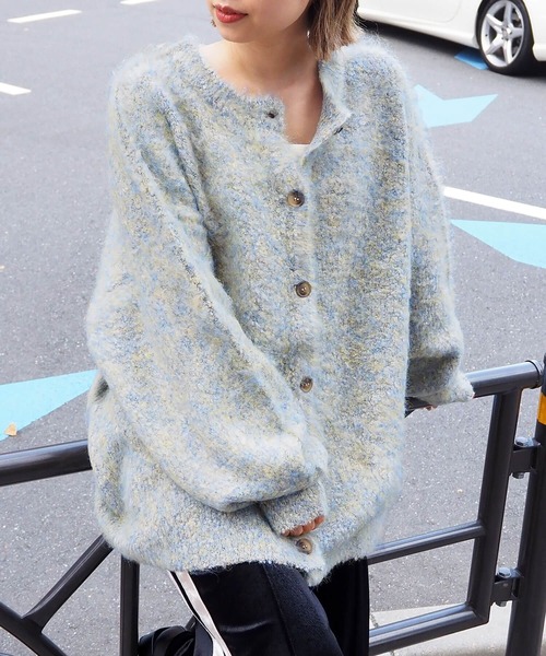 tiptop（ティップトップ）の「【選べる2タイプ】ミックスシャギー前後2wayBIGカーディガン（カーディガン/ボレロ・レディース・グリーン系その他/グリーン/ブルー/ピンク/ブルー系その他/グレー・FREE）」の8枚目の写真