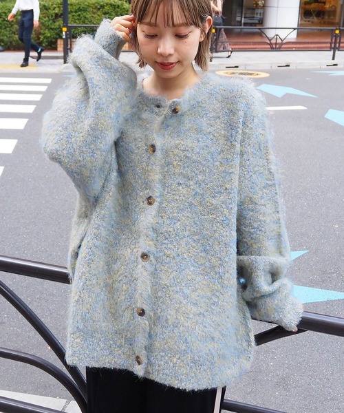tiptop（ティップトップ）の「【選べる2タイプ】ミックスシャギー前後2wayBIGカーディガン（カーディガン/ボレロ・レディース・グリーン系その他/グリーン/ブルー/ピンク/ブルー系その他/グレー・FREE）」の9枚目の写真