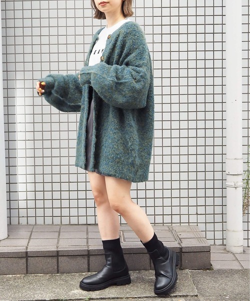 tiptop（ティップトップ）の「【選べる2タイプ】ミックスシャギー前後2wayBIGカーディガン（カーディガン/ボレロ・レディース・グリーン系その他/グリーン/ブルー/ピンク/ブルー系その他/グレー・FREE）」の21枚目の写真