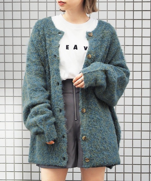 tiptop（ティップトップ）の「【選べる2タイプ】ミックスシャギー前後2wayBIGカーディガン（カーディガン/ボレロ・レディース・グリーン系その他/グリーン/ブルー/ピンク/ブルー系その他/グレー・FREE）」の22枚目の写真