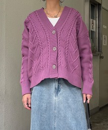 ケーブルボリュームカーディガン