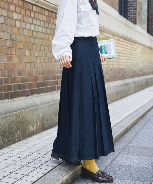 ◆25FW◆関送込【S MAX MARA】AMANDA*プリーツ*デニムスカート marai スカート ロング ひざ丈 春 デニム デニムスカート