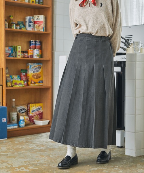 MONO-MART LADY'S（モノマートレディース）の「デニムワイドプリーツロングスカート（デニムスカート・レディース・インディゴブルー/チャコール/ブルー・FREE）」の5枚目の写真