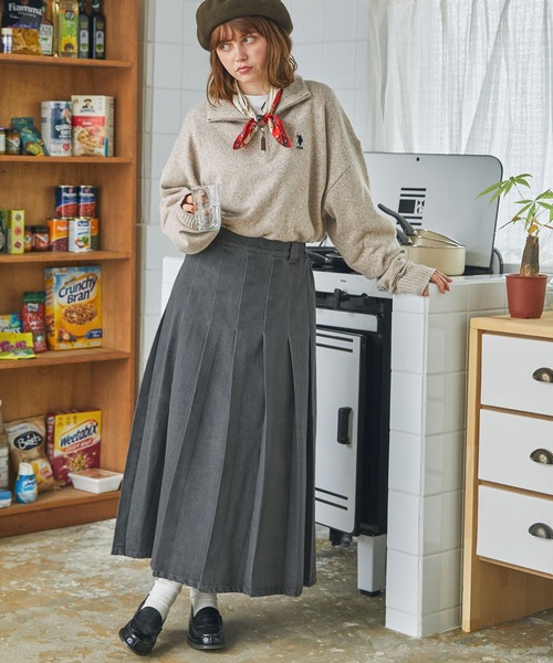 MONO-MART LADY'S（モノマートレディース）の「デニムワイドプリーツロングスカート（デニムスカート・レディース・インディゴブルー/チャコール/ブルー・FREE）」の9枚目の写真