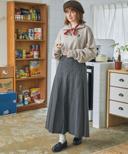 MONO-MART LADY'S（モノマートレディース）の「デニムワイドプリーツロングスカート（デニムスカート・レディース・インディゴブルー/チャコール/ブルー・FREE）」の11枚目の写真