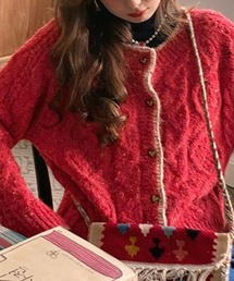 HALEY PESCA（ヘーリーペスカ）の「HALEY PESCA/【ハートボタン】ラウンドネック　ミックスカラーカーディガン（カーディガン/ボレロ）」