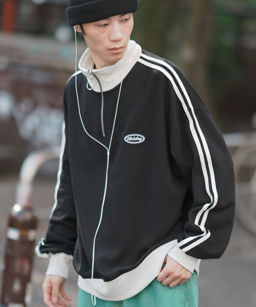 improves（インプローブス）の「ツイル 刺しゅう ハーフ ZIP トレーナー（スウェット・メンズ・グリーン系/パープル/ホワイト/ブラック/パープル系/グレー/グリーン/ブラック系/ホワイト系/グレー系・MEDIUM/X-LARGE/LARGE）」の4枚目の写真