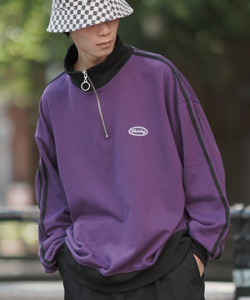 improves（インプローブス）の「ツイル 刺しゅう ハーフ ZIP トレーナー（スウェット・メンズ・グリーン系/パープル/ホワイト/ブラック/パープル系/グレー/グリーン/ブラック系/ホワイト系/グレー系・MEDIUM/X-LARGE/LARGE）」の10枚目の写真