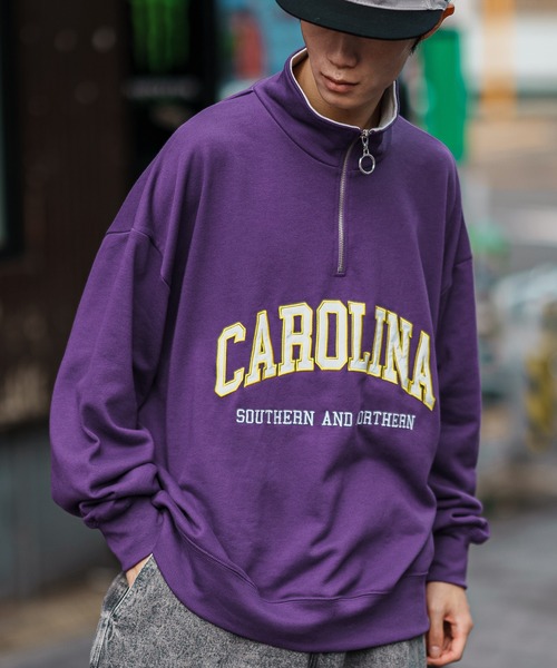 improves（インプローブス）の「ツイル 刺しゅう ハーフ ZIP トレーナー（スウェット・メンズ・グリーン系/パープル/ホワイト/ブラック/パープル系/グレー/グリーン/ブラック系/ホワイト系/グレー系・MEDIUM/X-LARGE/LARGE）」の9枚目の写真