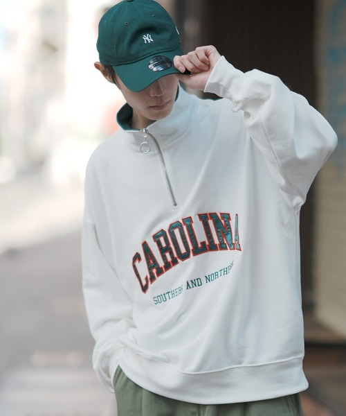 improves（インプローブス）の「ツイル 刺しゅう ハーフ ZIP トレーナー（スウェット・メンズ・グリーン系/パープル/ホワイト/ブラック/パープル系/グレー/グリーン/ブラック系/ホワイト系/グレー系・MEDIUM/X-LARGE/LARGE）」の11枚目の写真