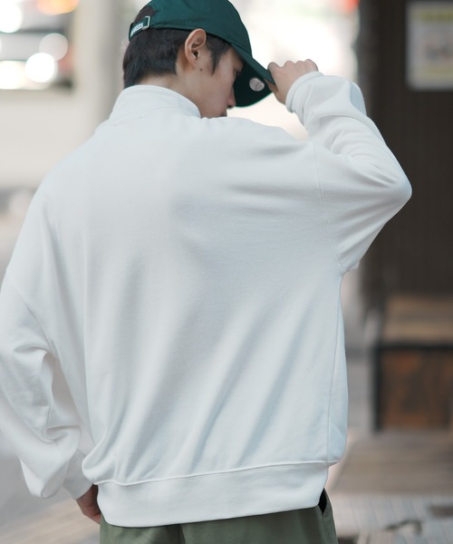 improves（インプローブス）の「ツイル 刺しゅう ハーフ ZIP トレーナー（スウェット・メンズ・グリーン系/パープル/ホワイト/ブラック/パープル系/グレー/グリーン/ブラック系/ホワイト系/グレー系・MEDIUM/X-LARGE/LARGE）」の13枚目の写真