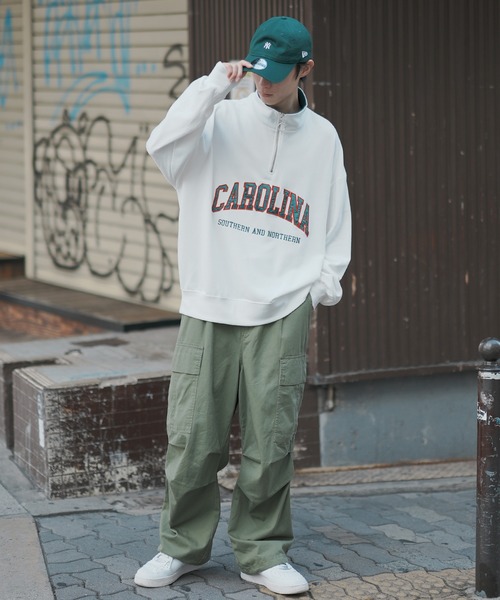 improves（インプローブス）の「ツイル 刺しゅう ハーフ ZIP トレーナー（スウェット・メンズ・グリーン系/パープル/ホワイト/ブラック/パープル系/グレー/グリーン/ブラック系/ホワイト系/グレー系・MEDIUM/X-LARGE/LARGE）」の14枚目の写真