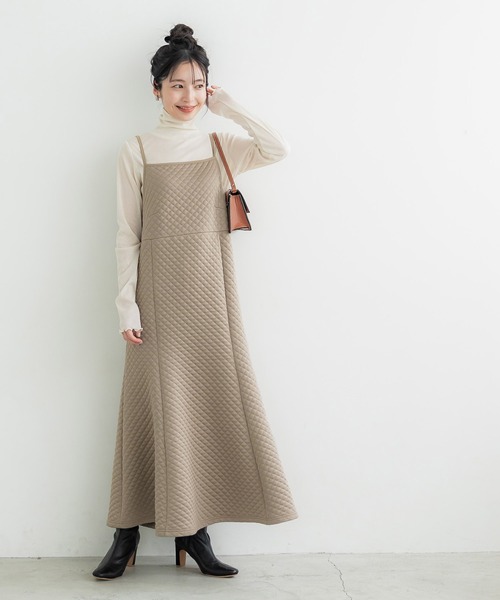 coca(coca)(コカ)の「キルティングマーメイドキャミワンピース(ワンピース・レディース・ブラック/ベージュ・M/L)」の2枚目の写真