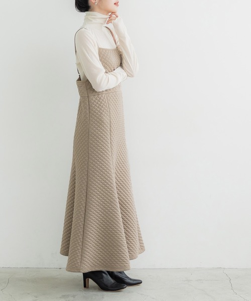 coca(coca)(コカ)の「キルティングマーメイドキャミワンピース(ワンピース・レディース・ブラック/ベージュ・M/L)」の5枚目の写真