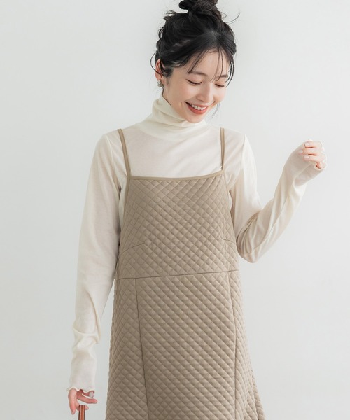 coca(coca)(コカ)の「キルティングマーメイドキャミワンピース(ワンピース・レディース・ブラック/ベージュ・M/L)」の4枚目の写真