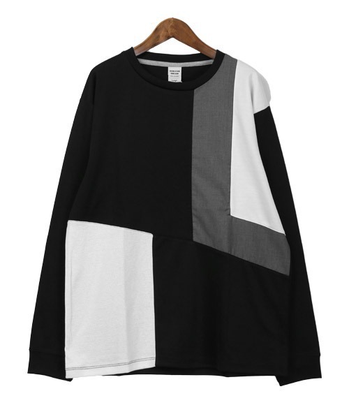 LUXSTYLE(ラグスタイル)の「ポンチブロック切替ロンT(Tシャツ/カットソー・メンズ・グリーン/ホワイト/ブラック・L/M)」の9枚目の写真