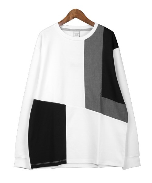 LUXSTYLE(ラグスタイル)の「ポンチブロック切替ロンT(Tシャツ/カットソー・メンズ・グリーン/ホワイト/ブラック・L/M)」の10枚目の写真