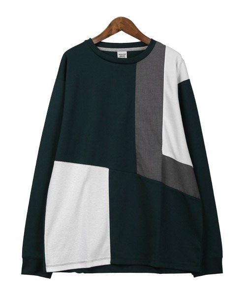 LUXSTYLE(ラグスタイル)の「ポンチブロック切替ロンT(Tシャツ/カットソー・メンズ・グリーン/ホワイト/ブラック・L/M)」の11枚目の写真