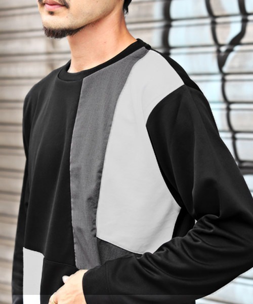 LUXSTYLE(ラグスタイル)の「ポンチブロック切替ロンT(Tシャツ/カットソー・メンズ・グリーン/ホワイト/ブラック・L/M)」の13枚目の写真