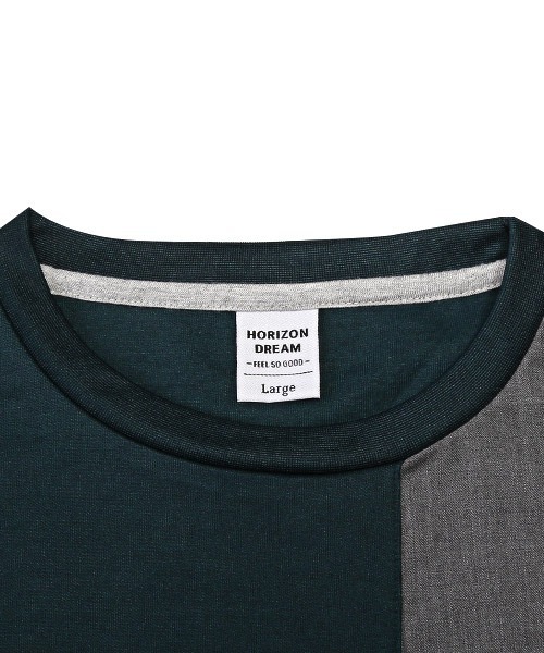 LUXSTYLE(ラグスタイル)の「ポンチブロック切替ロンT(Tシャツ/カットソー・メンズ・グリーン/ホワイト/ブラック・L/M)」の15枚目の写真