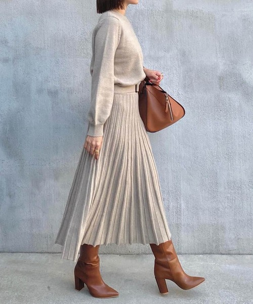 aquagarage(アクアガレージ)の「ベルト付きニットセットアップ 3点セット(ニット/セーター・レディース・チャコール/ベージュ・M/L)」の7枚目の写真