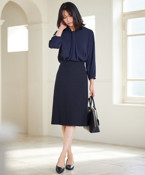 23区（ニジュウサンク）の「【洗える】バックサテンアムンゼン ボウタイ付き ブラウス（シャツ/ブラウス・レディース・ホワイト系/ネイビー系/ピンク系・40/38）」の6枚目の写真