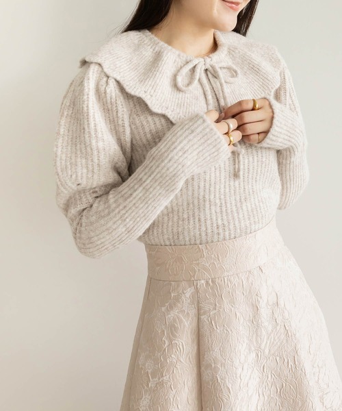 RANDA（ランダ）の「衿付きパフニット（ニット/セーター・レディース・ベージュ/グレー/ブラック・FREE）」の3枚目の写真
