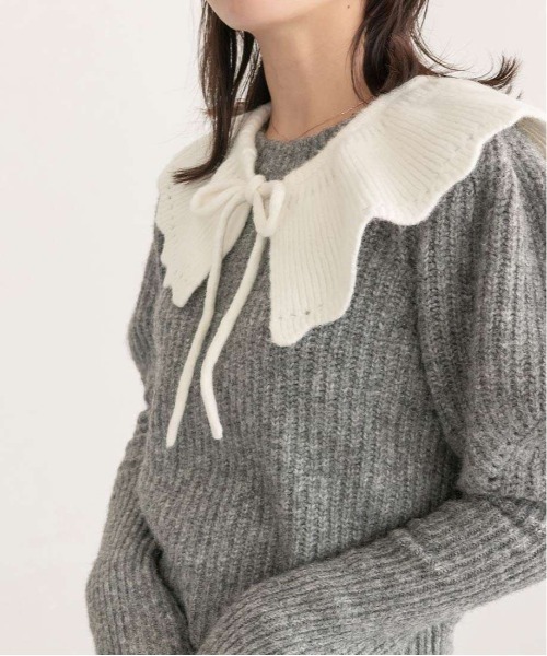 RANDA（ランダ）の「衿付きパフニット（ニット/セーター・レディース・ベージュ/グレー/ブラック・FREE）」の4枚目の写真