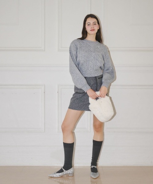 MIRO AMURETTE（ミロアミュレット）の「circle charm ecofur bag/チャーム付きエコファーバック（ハンドバッグ・レディース・ブラウン/ホワイト・FREE）」の6枚目の写真