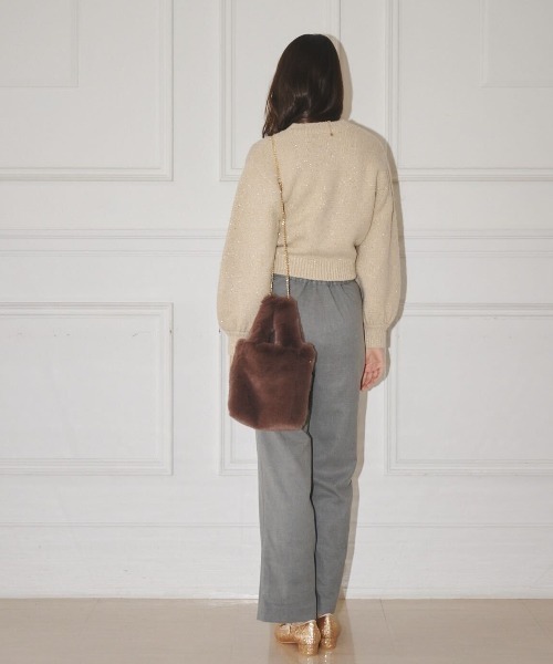 MIRO AMURETTE（ミロアミュレット）の「circle charm ecofur bag/チャーム付きエコファーバック（ハンドバッグ・レディース・ブラウン/ホワイト・FREE）」の11枚目の写真