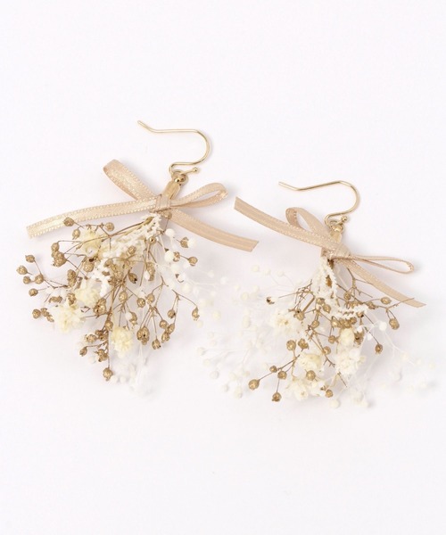GLOBAL WORK（グローバルワーク）の「MADE IN JAPANドライフラワーピアス/993085（ピアス（両耳用）・レディース・ベージュ/ホワイト×シルバー/ブルー/ホワイト×ゴールド/ホワイト・FREE）」の4枚目の写真