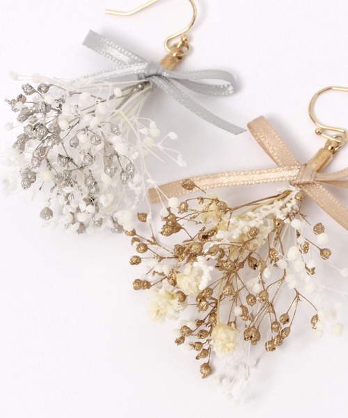 GLOBAL WORK（グローバルワーク）の「MADE IN JAPANドライフラワーピアス/993085（ピアス（両耳用）・レディース・ベージュ/ホワイト×シルバー/ブルー/ホワイト×ゴールド/ホワイト・FREE）」の9枚目の写真