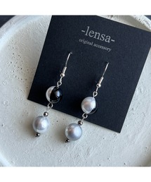 【-lensa-】ツートンカラーの樹脂パールピアス(MA)
