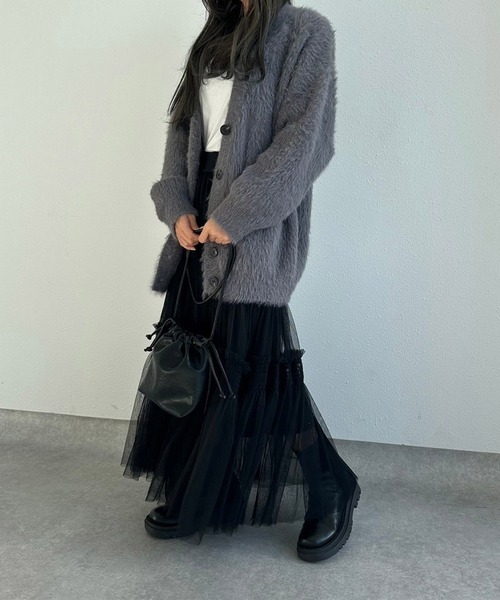 fifth（フィフス）の「チュールギャザーティアードスカート（スカート・レディース・ホワイト/ブラック/グリーン・M）」の4枚目の写真