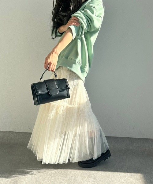fifth（フィフス）の「チュールギャザーティアードスカート（スカート・レディース・ホワイト/ブラック/グリーン・M）」の5枚目の写真