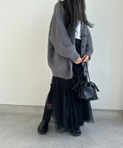 fifth（フィフス）の「チュールギャザーティアードスカート（スカート・レディース・ホワイト/ブラック/グリーン・M）」の9枚目の写真