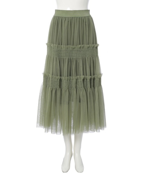 fifth（フィフス）の「チュールギャザーティアードスカート（スカート・レディース・ホワイト/ブラック/グリーン・M）」の13枚目の写真
