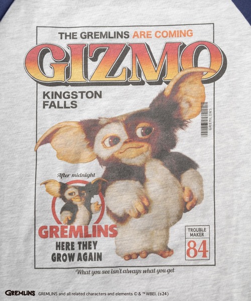make a ray!（メイク ア レイ！）の「【GREMLINS/グレムリン】ワンポイントロゴデザイン＆ギズモBIGフォトプリント バイカラーラグランスリーブTシャツ/ロンT（Tシャツ/カットソー・メンズ・ホワイト×グリーン/ホワイト×ブラック/杢グレー・M/L/XL）」の11枚目の写真